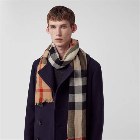 burberry lightweight cashmere scarf in check camel|burberry scarf 50 cashmere wool.